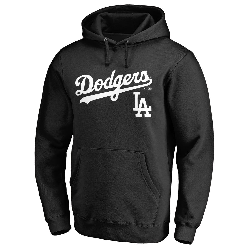 Los Angeles Dodgers Team Lockup Fitted Pullover Hoodie - Black - MLB Online