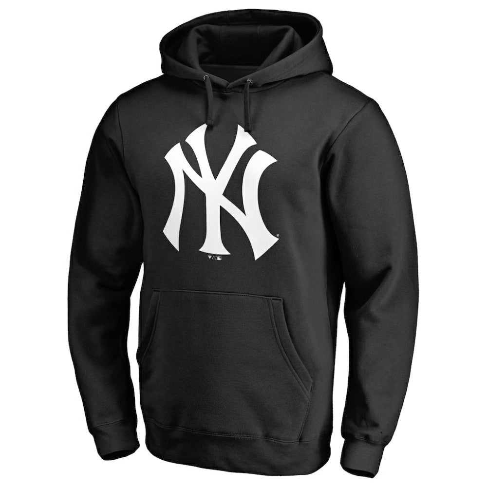 New York Yankees Official Logo Fitted Pullover Hoodie - Black - MLB on Sale