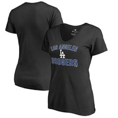 Los Angeles Dodgers Women's Team Victory Arch V-Neck T-Shirt - Black - MLB Online