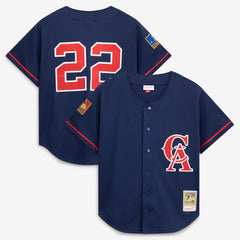 Bo Jackson California Angels Mitchell & Ness Cooperstown Collection Mesh Batting Practice Button-Up Jersey - Navy - Mitchell & Ness on Sale