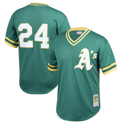 Rickey Henderson Athletics Mitchell & Ness Youth Cooperstown Collection Mesh Batting Practice Jersey - Green - Mitchell & Ness Discount