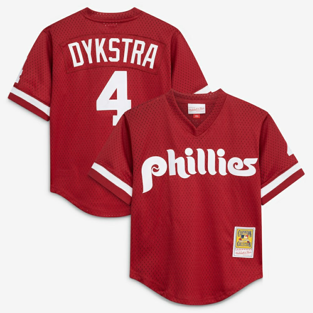Lenny Dykstra Philadelphia Phillies Mitchell & Ness Youth Cooperstown Collection Mesh Batting Practice Jersey - Burgundy - Mitchell & Ness Sale