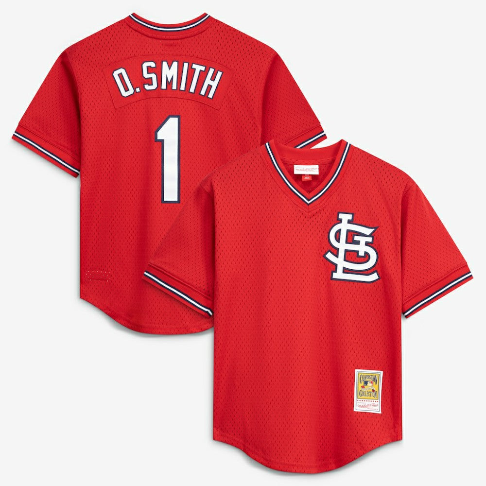 Ozzie Smith St. Louis Cardinals Mitchell & Ness Youth Cooperstown Collection Mesh Batting Practice Jersey - Navy - Mitchell & Ness Sale