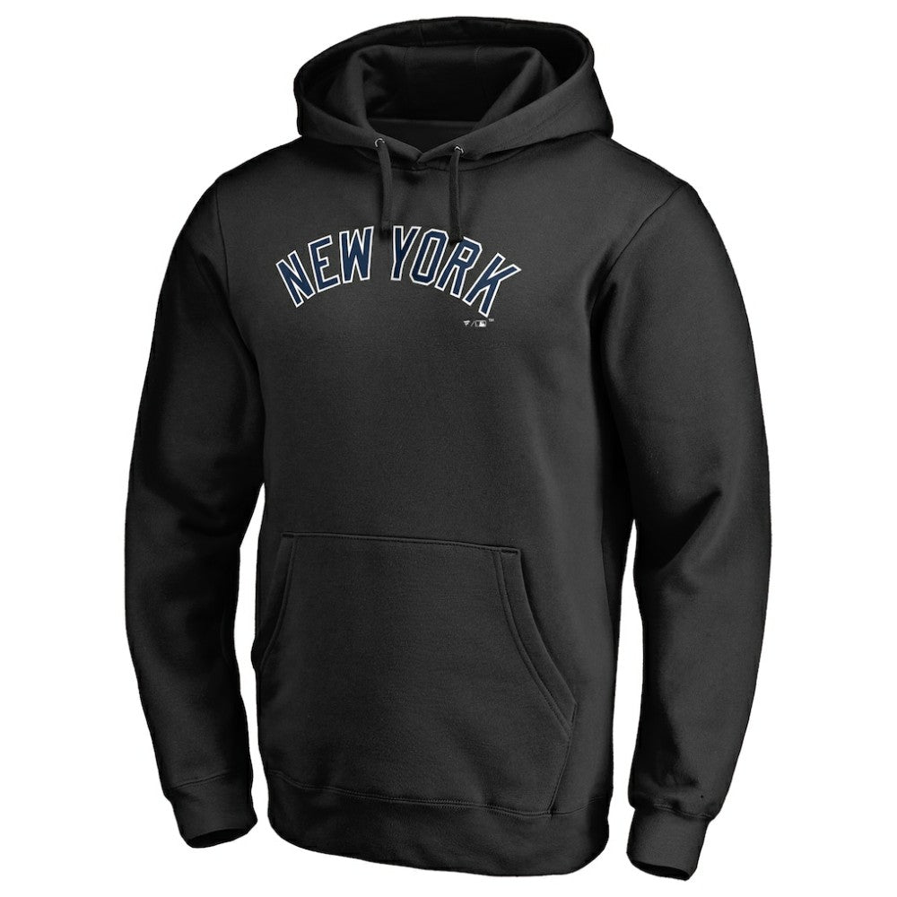 New York Yankees Official Wordmark Fitted Pullover Hoodie - Black - MLB Sale