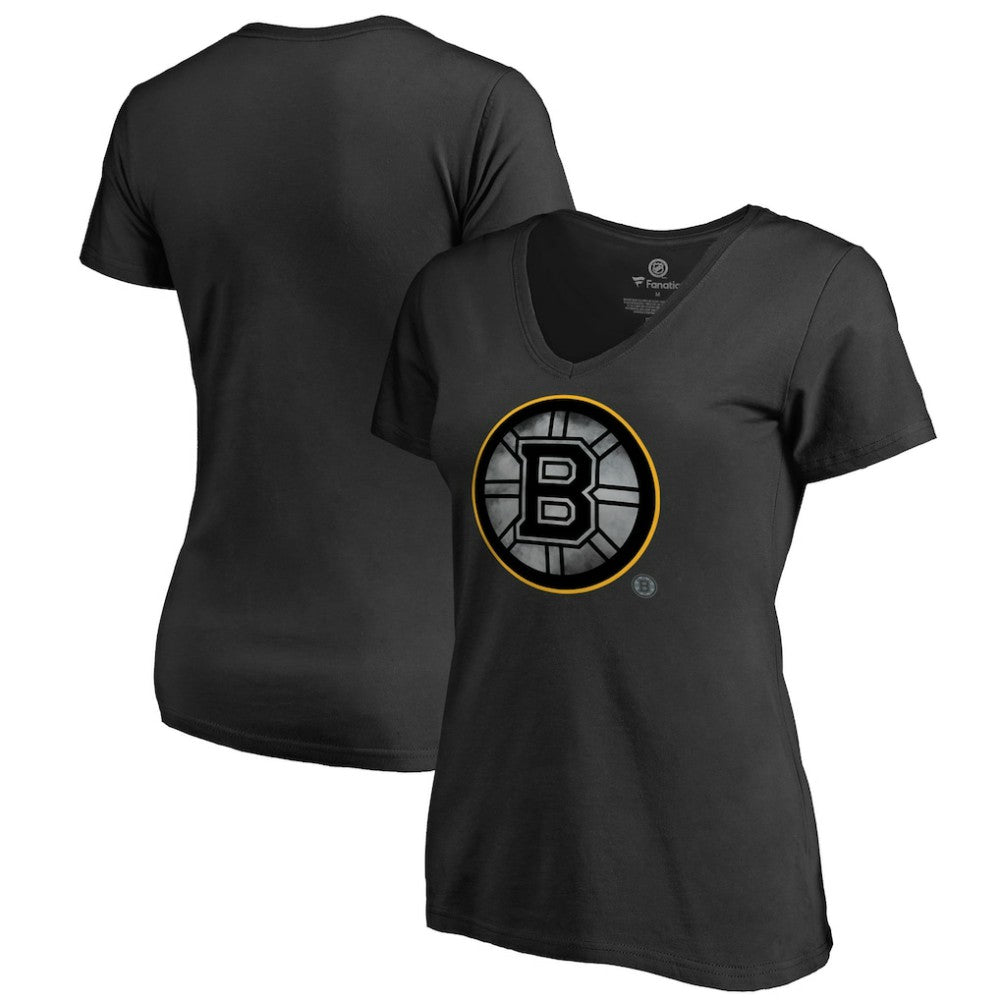 Boston Bruins Women's Core Smoke V-Neck T-Shirt - Black - NHL 3305740