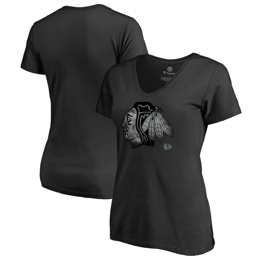 Chicago Blackhawks Women's Core Smoke V-Neck T-Shirt - Black - NHL 3305744
