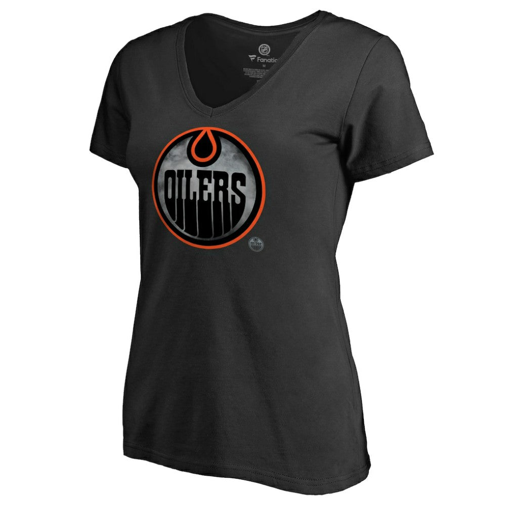 Edmonton Oilers Women's Core Smoke V-Neck T-Shirt - Black - NHL 3305749