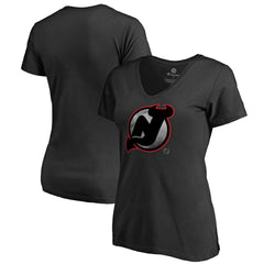 New Jersey Devils Women's Core Smoke V-Neck T-Shirt - Black - NHL 3305754