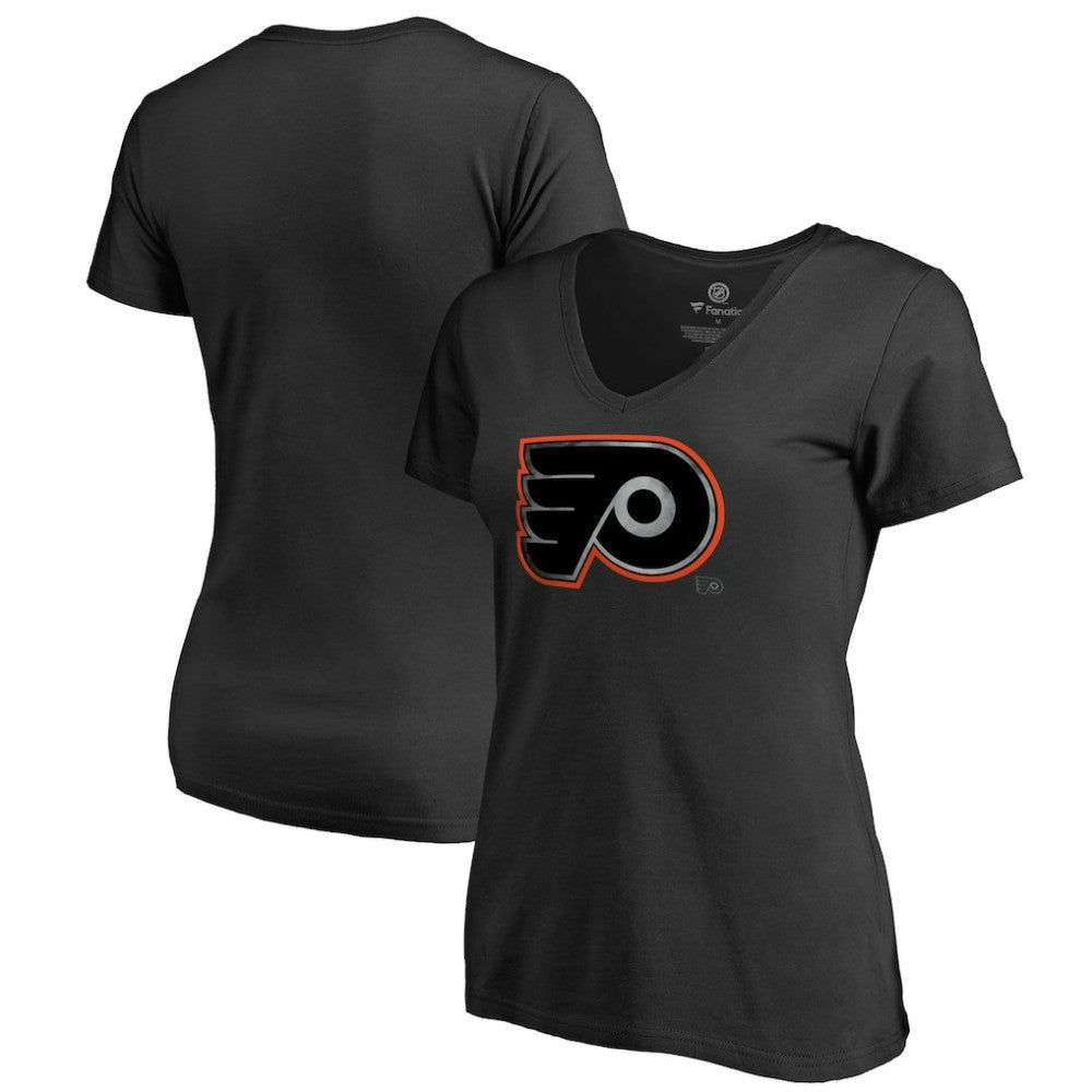 Philadelphia Flyers Women's Core Smoke V-Neck T-Shirt - Black - NHL 3305758