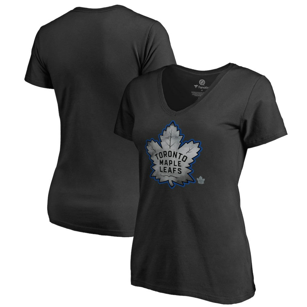 Toronto Maple Leafs Women's Core Smoke V-Neck T-Shirt - Black - NHL 3305763