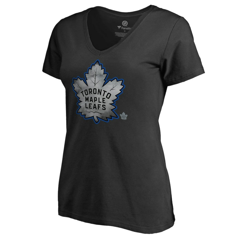 Toronto Maple Leafs Women's Core Smoke V-Neck T-Shirt - Black - NHL 3305763