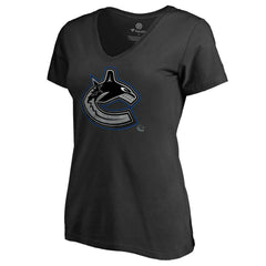 Vancouver Canucks Women's Core Smoke V-Neck T-Shirt - Black - NHL 3305764