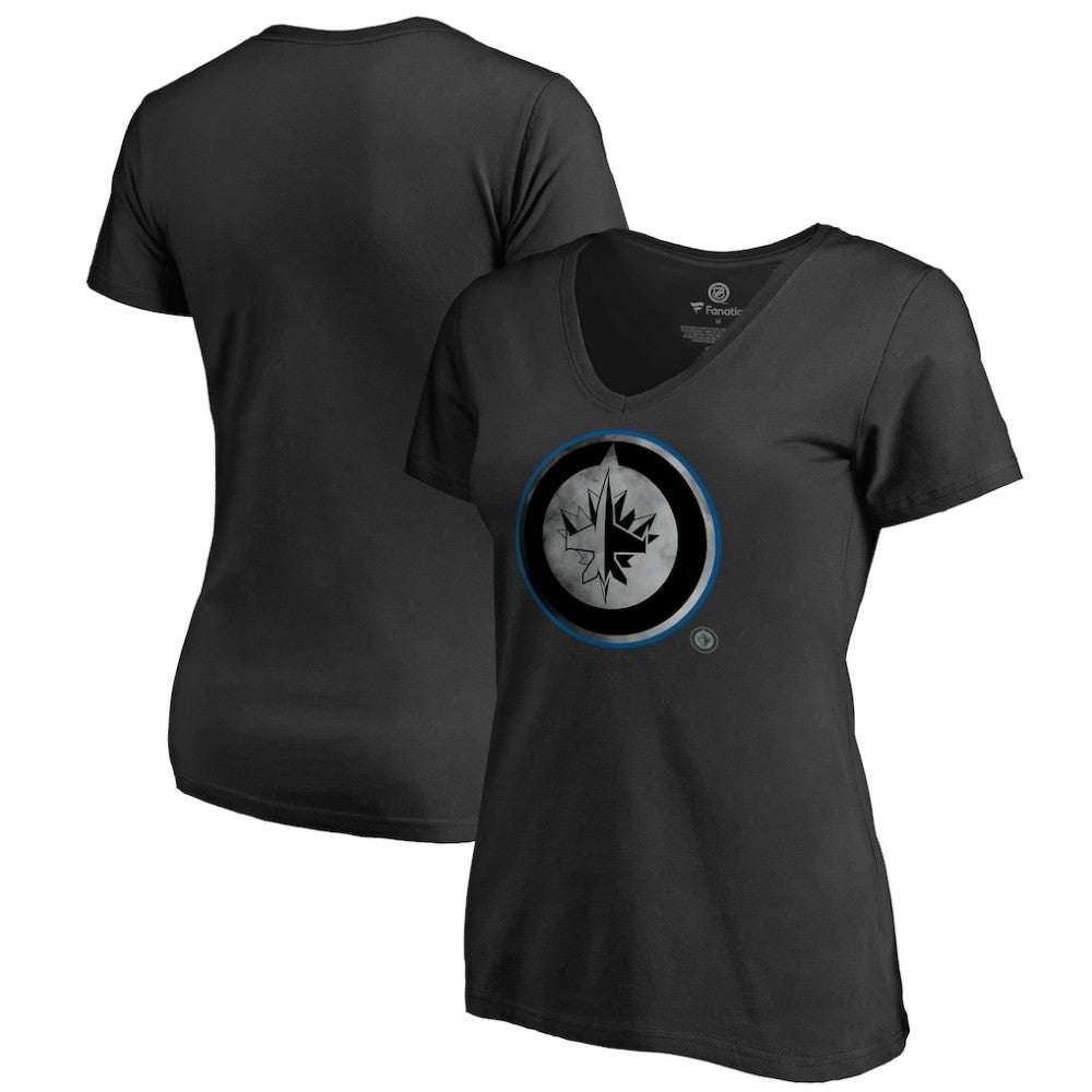 Winnipeg Jets Women's Core Smoke V-Neck T-Shirt - Black - NHL 3305767