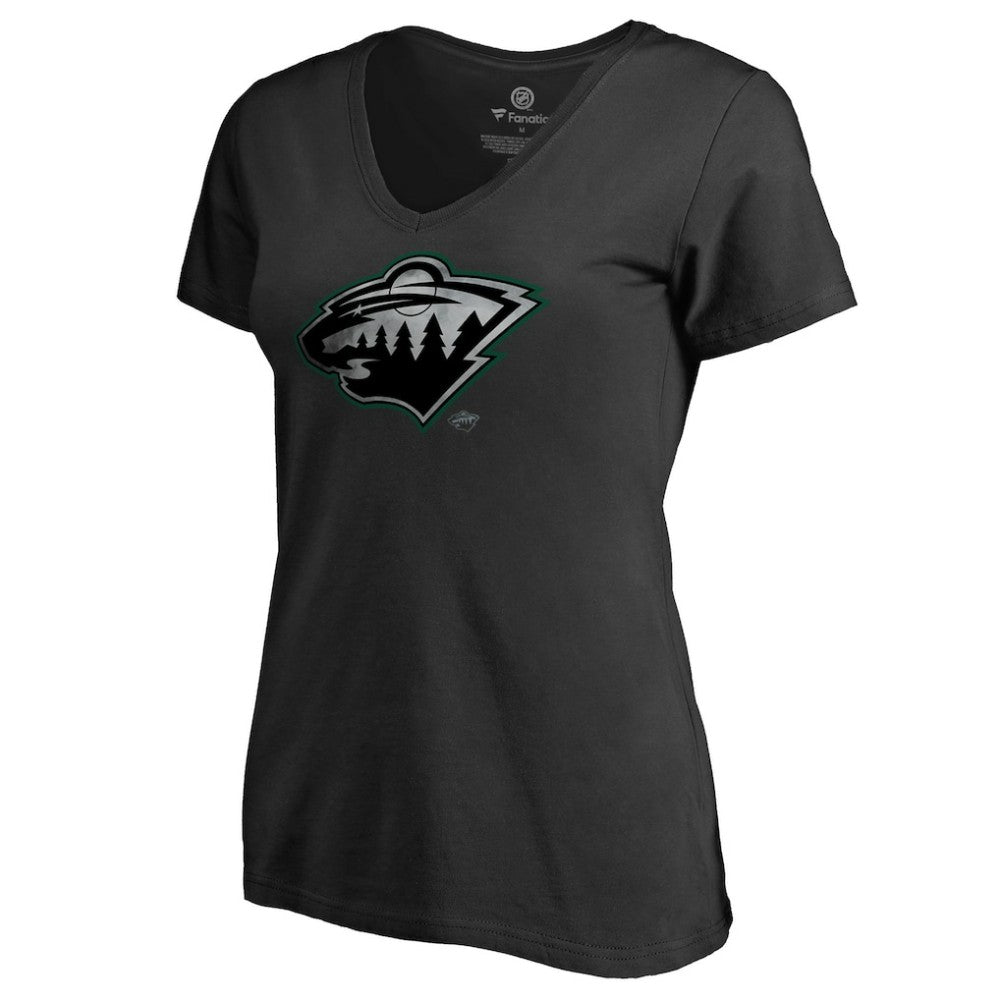 Minnesota Wild Women's Core Smoke V-Neck T-Shirt - Black - NHL 3307371