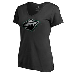 Minnesota Wild Women's Core Smoke V-Neck T-Shirt - Black - NHL 3307371