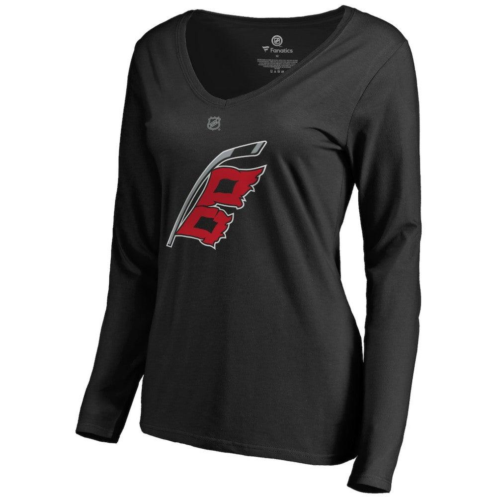 Carolina Hurricanes Women's Team Alternate Long Sleeve V-Neck T-Shirt - Black - NHL 3310009