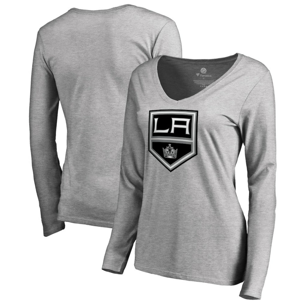 Los Angeles Kings Women's Team Alternate Long Sleeve V-Neck T-Shirt - Heather Gray - NHL 3310013