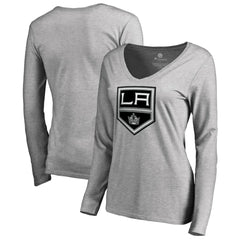 Los Angeles Kings Women's Team Alternate Long Sleeve V-Neck T-Shirt - Heather Gray - NHL 3310013
