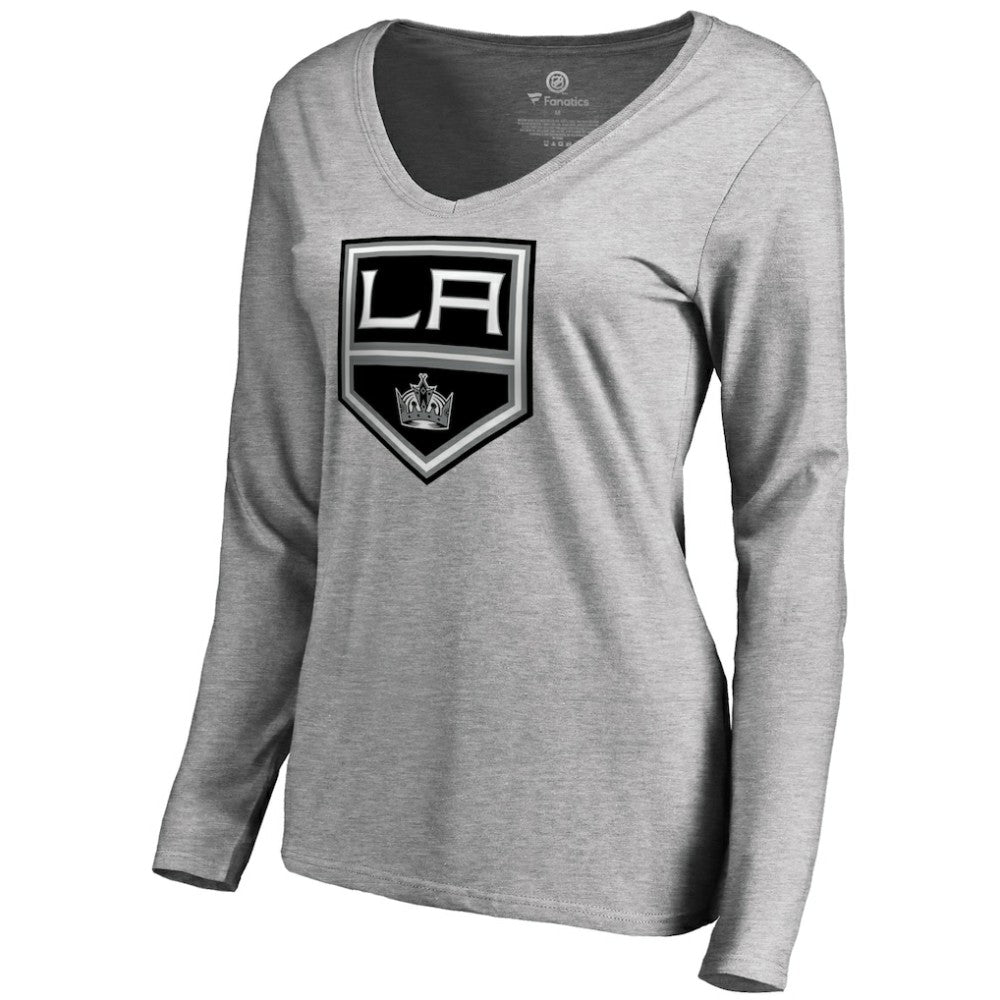 Los Angeles Kings Women's Team Alternate Long Sleeve V-Neck T-Shirt - Heather Gray - NHL 3310013
