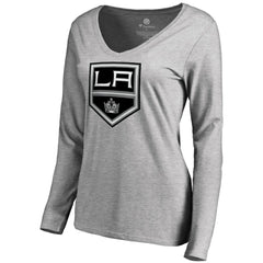 Los Angeles Kings Women's Team Alternate Long Sleeve V-Neck T-Shirt - Heather Gray - NHL 3310013