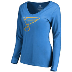 St. Louis Blues Women's Team Alternate Long Sleeve V-Neck T-Shirt - Blue - NHL 3310020