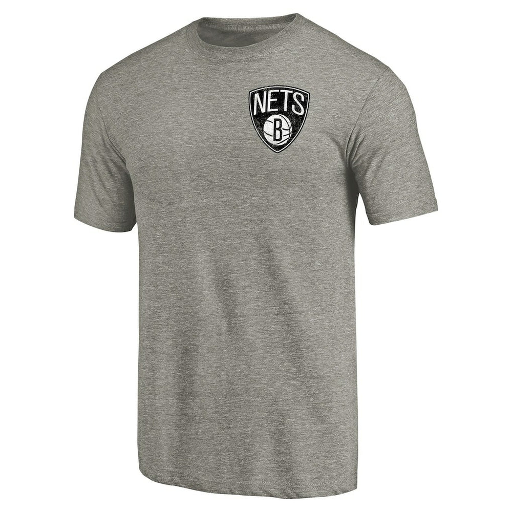 Brooklyn Nets Primary Logo Left Chest Distressed Tri-Blend T-Shirt Gray