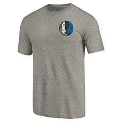 Dallas Mavericks Primary Logo Left Chest Distressed Tri-Blend T-Shirt Gray