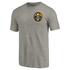 Denver Nuggets Primary Logo Left Chest Distressed Tri-Blend T-Shirt Gray
