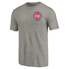 Detroit Pistons Primary Logo Left Chest Distressed Tri-Blend T-Shirt Gray