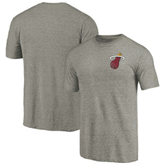 Miami Heat Primary Logo Left Chest Distressed Tri-Blend T-Shirt Gray