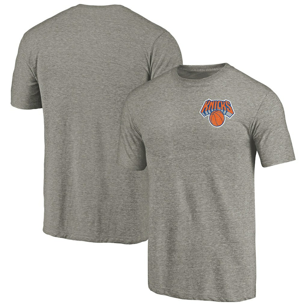 New York Knicks Primary Logo Left Chest Distressed Tri-Blend T-Shirt Gray