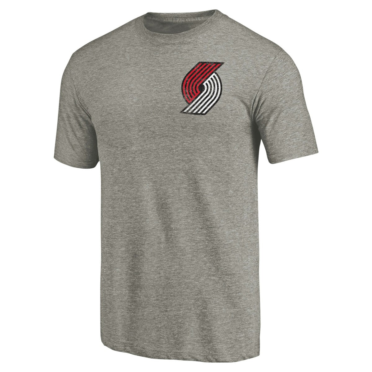 Portland Trail Blazers Primary Logo Left Chest Distressed Tri-Blend T-Shirt Gray
