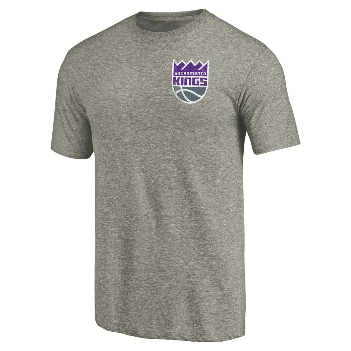 Sacramento Kings Primary Logo Left Chest Distressed Tri-Blend T-Shirt Gray