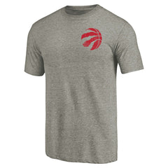 Toronto Raptors Primary Logo Left Chest Distressed Tri-Blend T-Shirt Gray