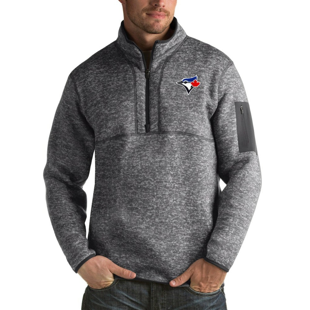 Toronto Blue Jays Antigua Fortune Big & Tall Quarter-Zip Pullover Jacket - Heather Charcoal - MLB on Sale
