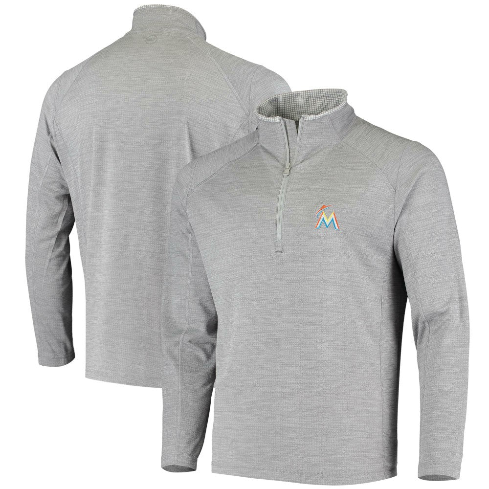 Miami Marlins Vineyard Vines Performance Sankaty Half-Zip Pullover Top - Heather Gray - MLB Online