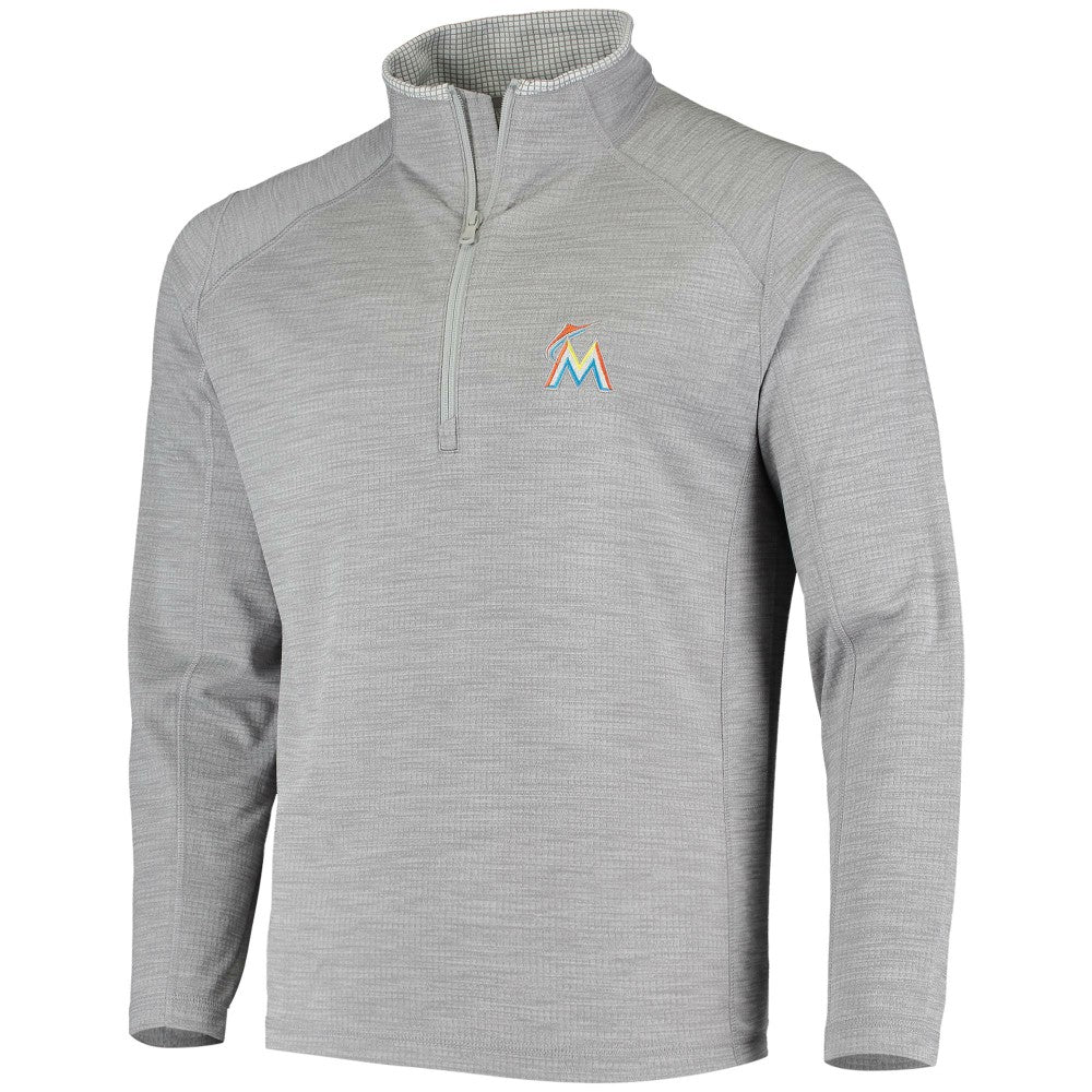 Miami Marlins Vineyard Vines Performance Sankaty Half-Zip Pullover Top - Heather Gray - MLB Online