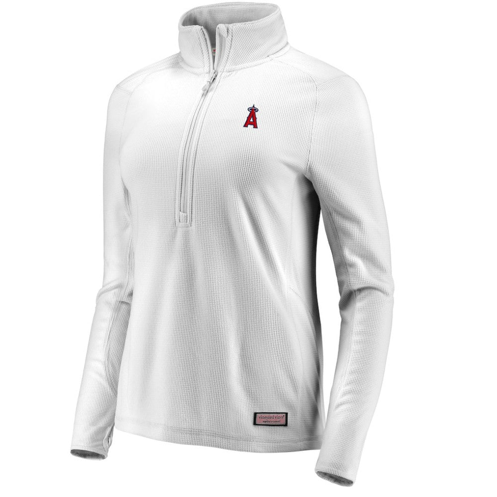 Los Angeles Angels Vineyard Vines Women's Performance Grid Half-Zip Pullover Top - Gray - MLB Sale