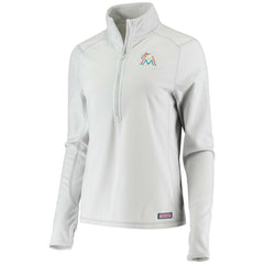 Miami Marlins Vineyard Vines Women's Performance Grid Half-Zip Pullover Top - Gray - MLB Lifestyle