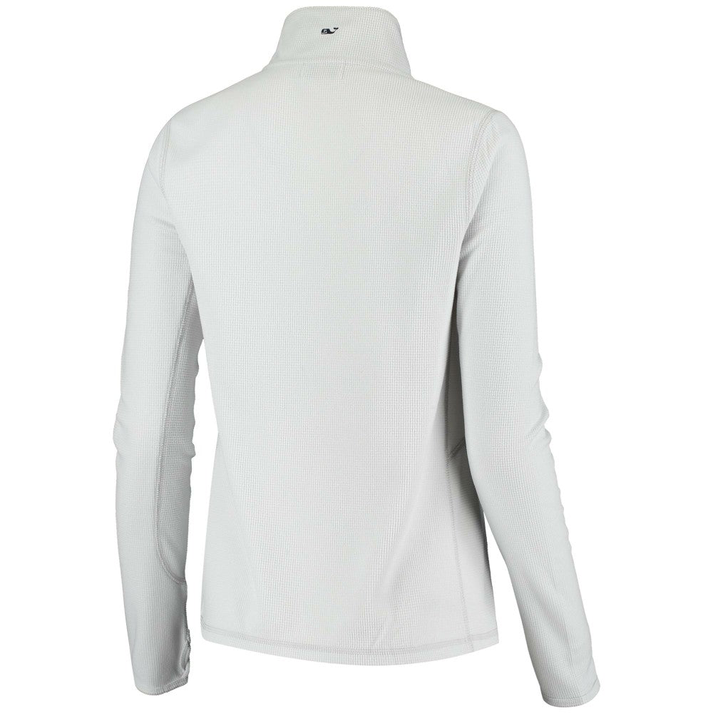 Miami Marlins Vineyard Vines Women's Performance Grid Half-Zip Pullover Top - Gray - MLB Lifestyle