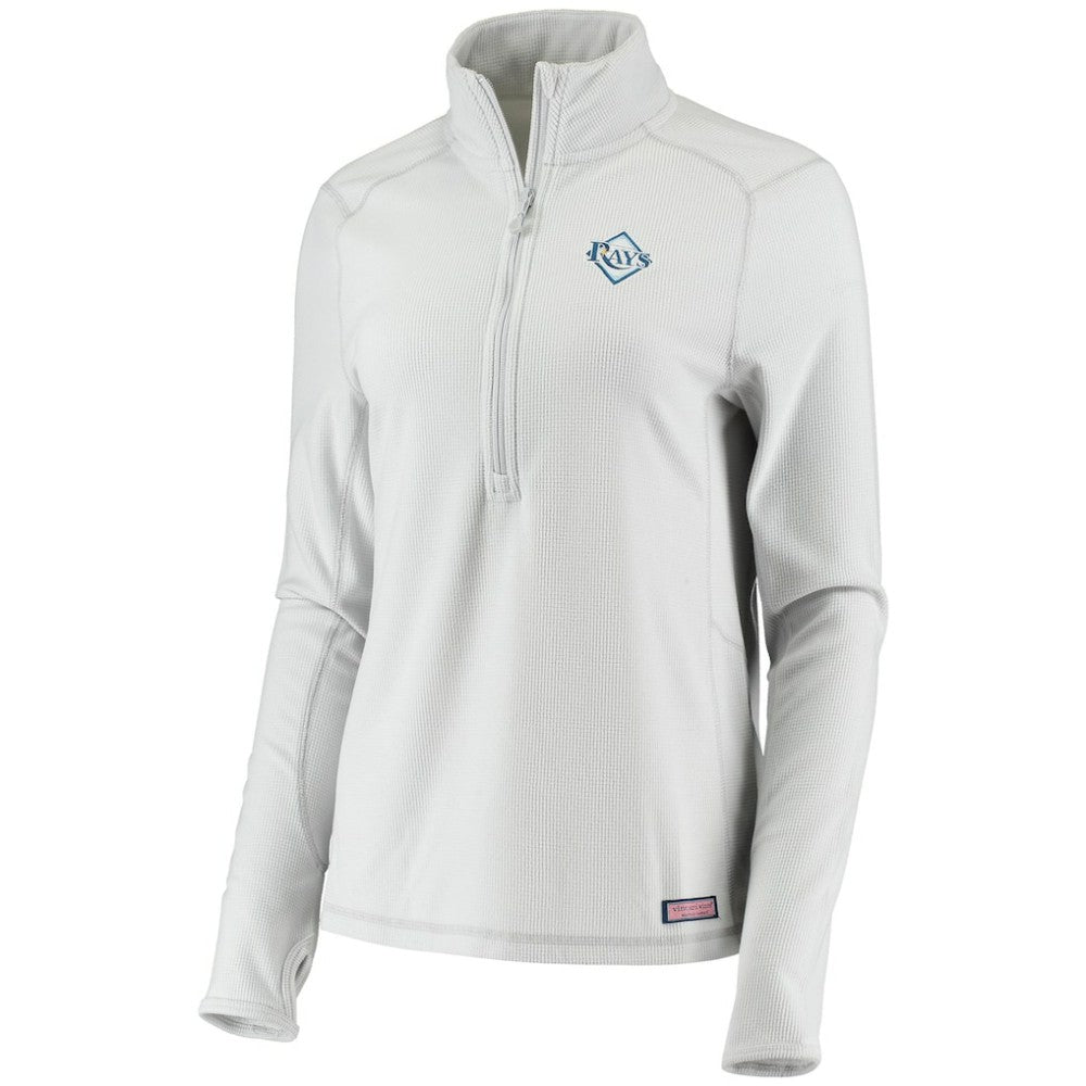 Tampa Bay Rays Vineyard Vines Women's Performance Grid Half-Zip Pullover Top - Gray - MLB Sale