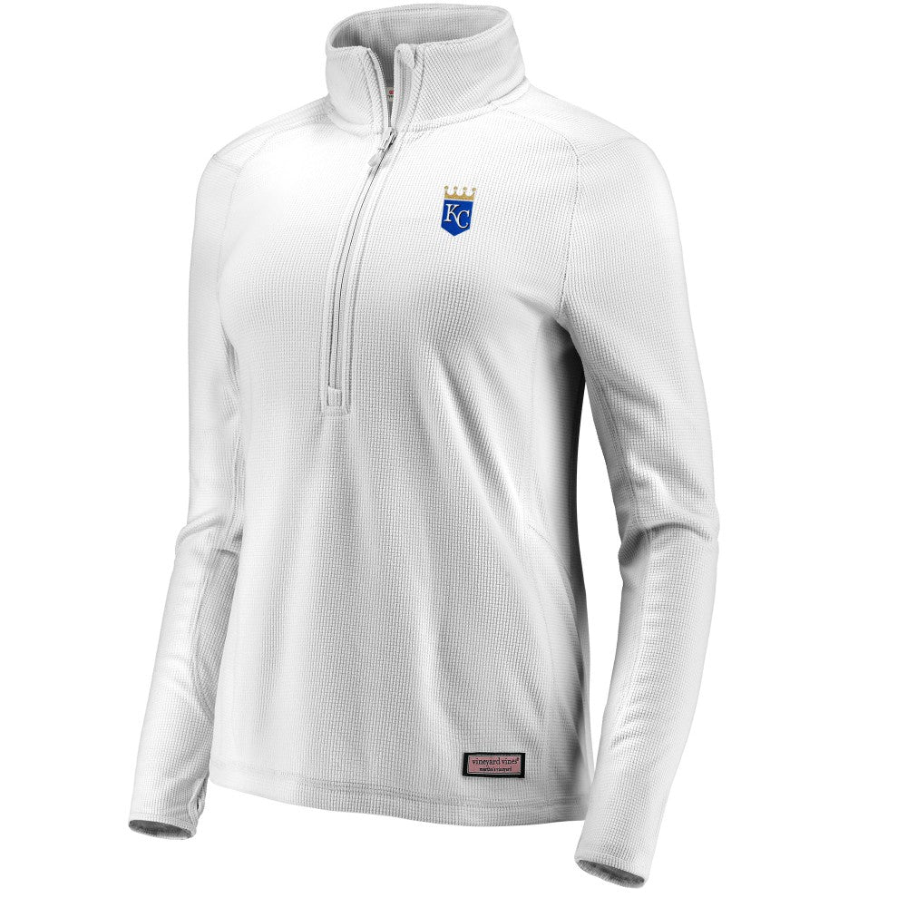 Kansas City Royals Vineyard Vines Women's Performance Grid Half-Zip Pullover Top - Gray - MLB Sale