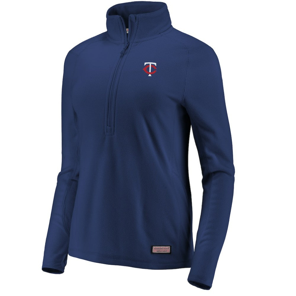 Minnesota Twins Vineyard Vines Women's Performance Grid Half-Zip Pullover Top - Gray - MLB on Sale