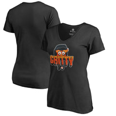 Philadelphia Flyers Women's Go Gritty V-Neck T-Shirt - Black - NHL 3342931