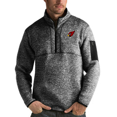 Arizona Cardinals Antigua Fortune Quarter-Zip Pullover Jacket Heather Black