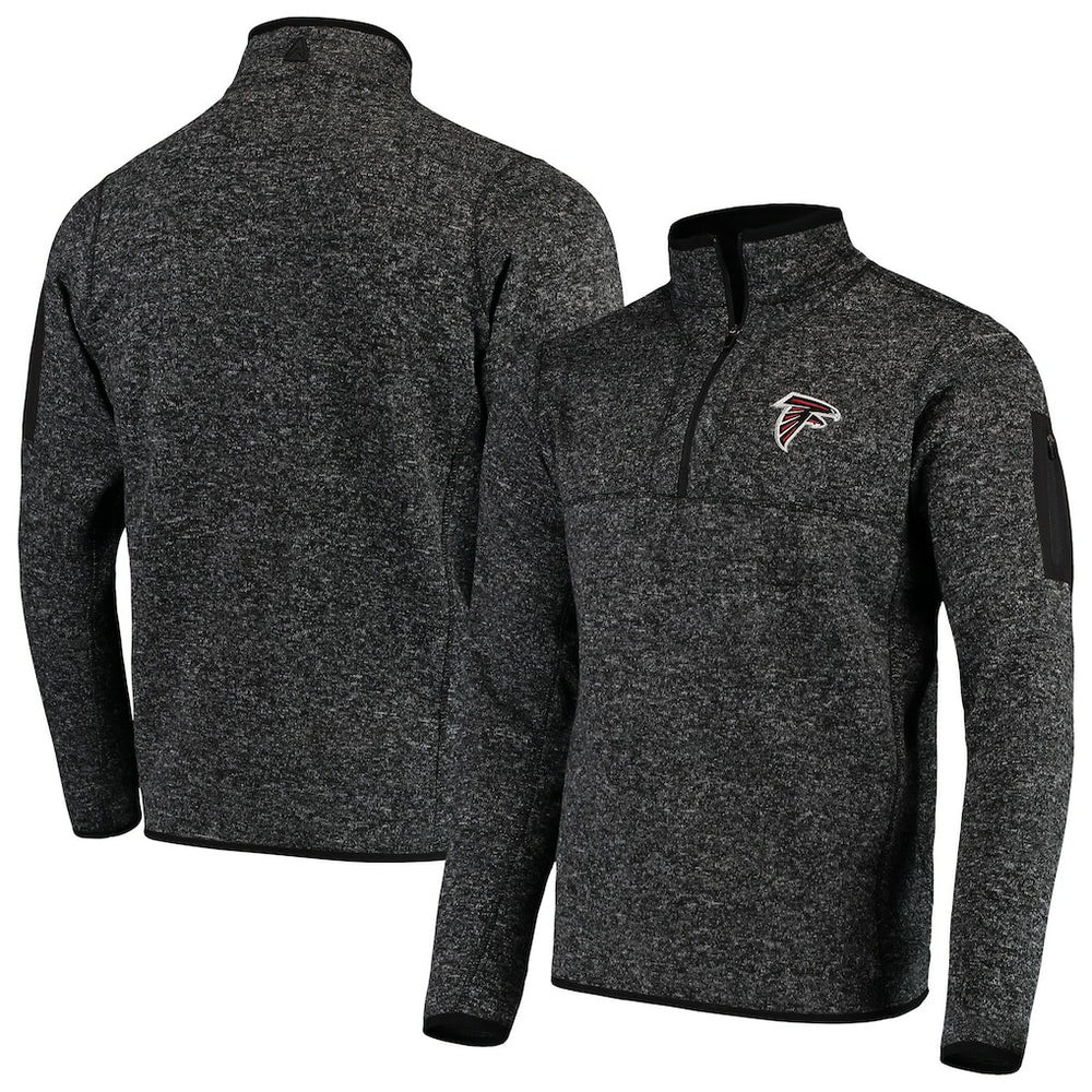 Atlanta Falcons Antigua Fortune Quarter-Zip Pullover Jacket Heather Black