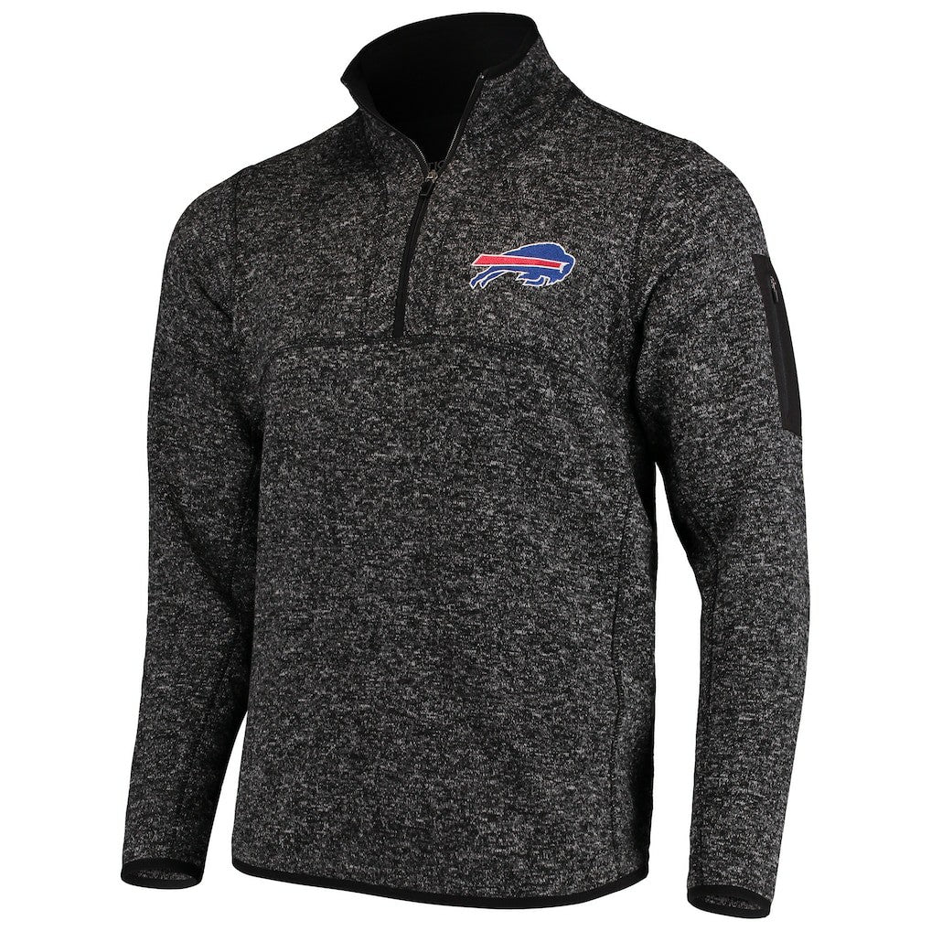 Buffalo Bills Antigua Fortune Quarter-Zip Pullover Jacket Heathered Black