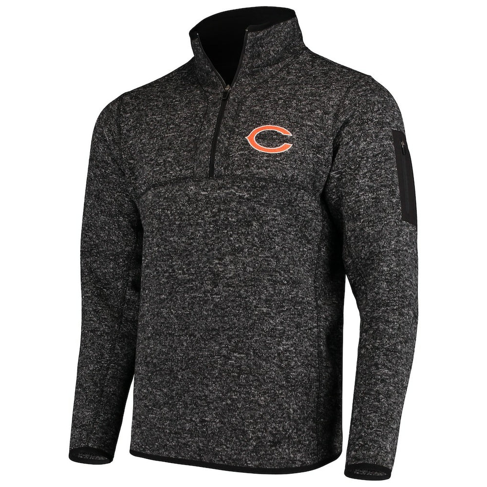 Chicago Bears Antigua Fortune Quarter-Zip Pullover Jacket Heather Black