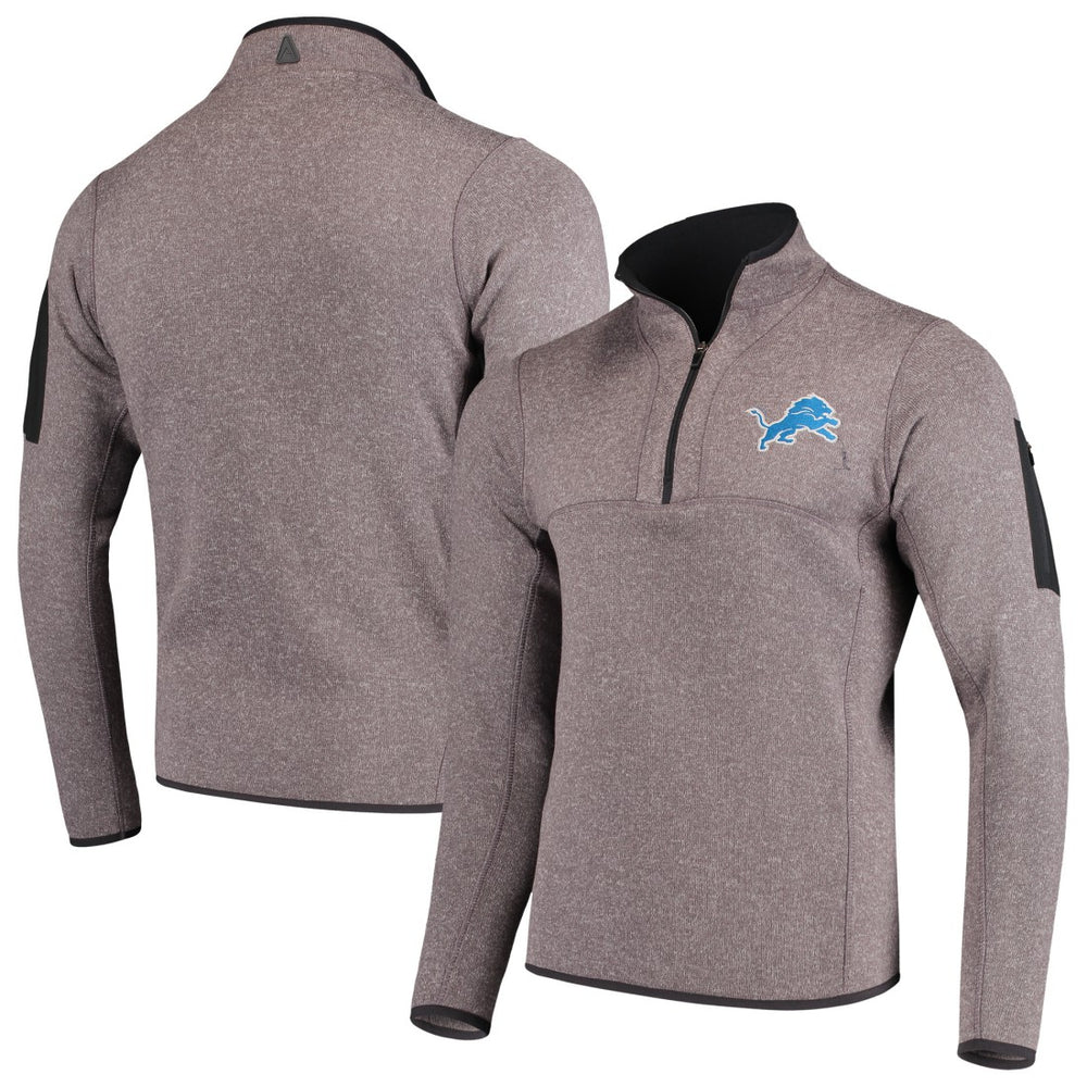 Detroit Lions Antigua Fortune Quarter-Zip Pullover Jacket Charcoal