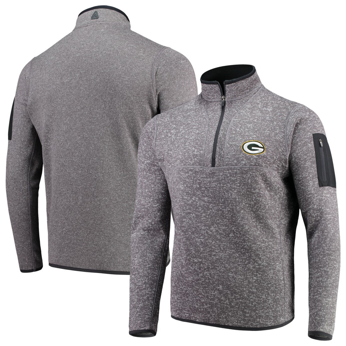 Green Bay Packers Antigua Fortune Quarter-Zip Pullover Jacket Charcoal